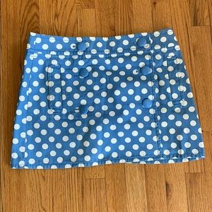 J.Crew Blue Polka Dot Faux Wrap Skirt